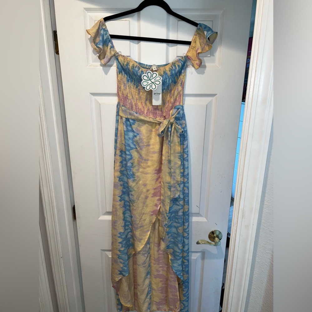 Pastel Tie Dye High Low Dress